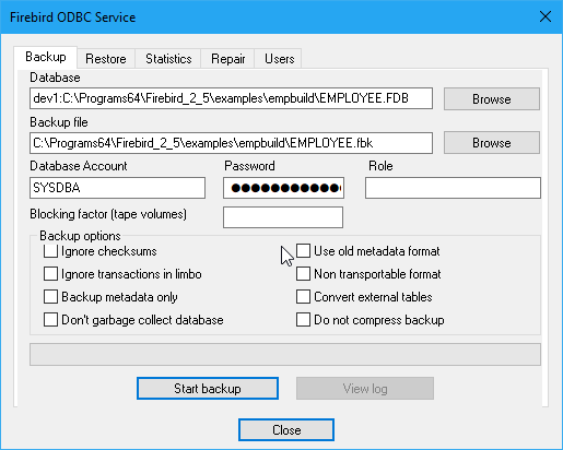 fb odbc Backup