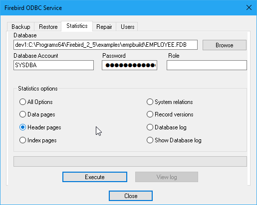 fb odbc Statistics